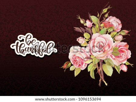 Blooming rose flowers festive background. Vintage invitation greeting card with flowers of roses. Congratulation template for postcard