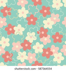 Blooming sakura seamless pattern. All objects are conveniently grouped and easily editable