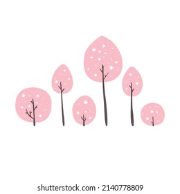 Árbol sakura floreciente sobre fondo blanco. Ilustración vectorial de los cerezos.