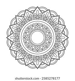 Blooming Serenity Mandala Coloring Book Page