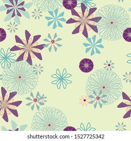 Blooming spirograph floral repeat pattern vector design