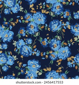 Blooming spring or fall meadow seamless pattern. Plant background for fashion, wallpapers, print. Liberty style floral. Trendy floral design