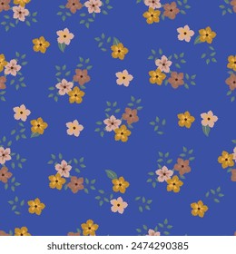 Blooming spring or fall meadow seamless pattern. Plant background for fashion, wallpapers, print. Liberty style floral. Trendy floral design