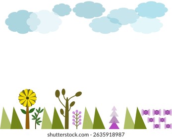 Blooming spring and summer flowers with butterflies in a decorative frame, perfect for floral nature designs