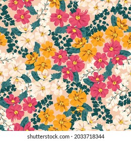 Blooming Flowers Pattern Vector Art & Graphics