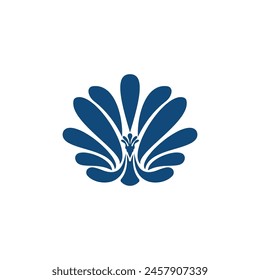 Blooming tail peacock business logo blue color