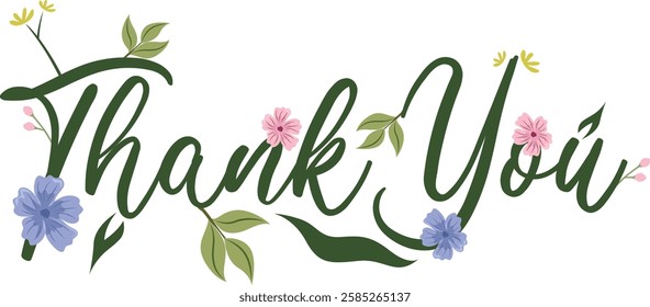 blooming Thank You Note in Vector