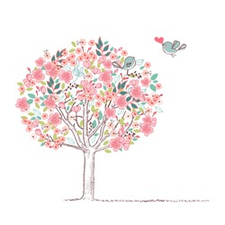 Kvetoucí Strom A Ptáci V Lásce