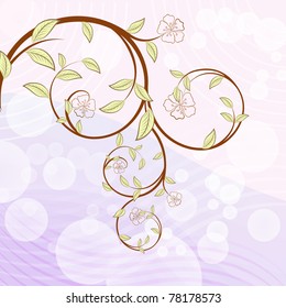 Blooming tree branch vector illustration.