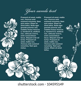 Blooming tree card with sample text in vector