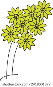 Blooming tree icon. Cartoon light lemon plant with  flowers