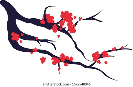 Blooming tree, illustration, vector on white background.