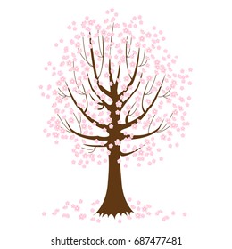 Blooming tree. The triumph of youth and spring. Vector illustration.