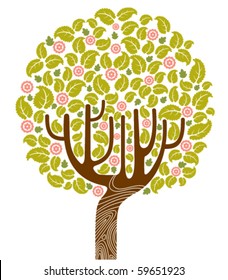 blooming tree. vector illustration