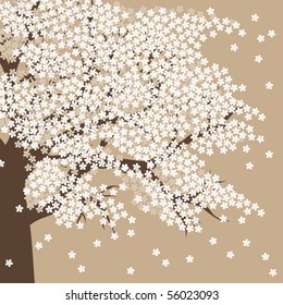 Blooming tree with white flowers