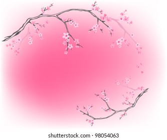 florescendo árvores contra rosa - fundo primavera