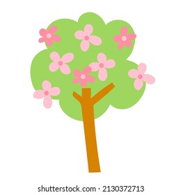 Blooming vector spring time flower hand drawn in vector and isolated on white background.