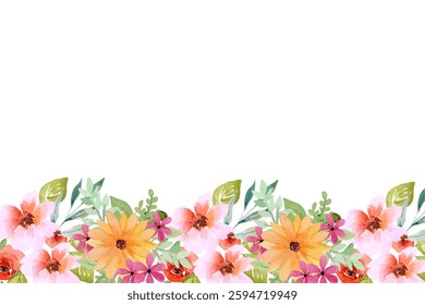 Blooming watercolor flower background vector illustration.
