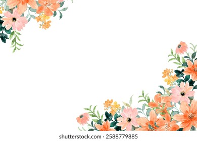 Blooming watercolor flower background for wedding, birthday, card, background, invitation, wallpaper, sticker, decoration etc.