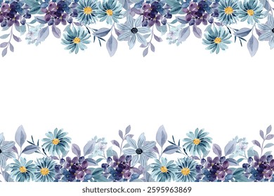 Blooming watercolor flower frame background for design.