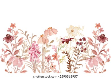 Blooming watercolor flower frame for wedding, birthday, card, background, invitation, wallpaper, sticker, decoration etc.