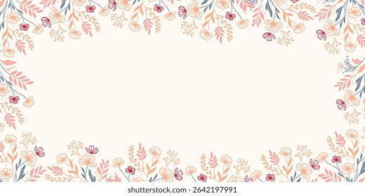 blooming wildflower background with modern abstract style.floral wall art for banner poster and decorative textile layout

