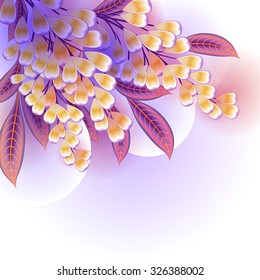 Blooming Wisteria sinensis or Chinese Wisteria branch with leaves vector illustration svg