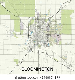 Bloomington, Illinois, United States map poster art