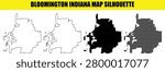Bloomington Indiana map. The city territory of Bloomington on simple silhouette. Creative concept for websites, presentations, illustrations and other graphic designs for a town in Indiana.