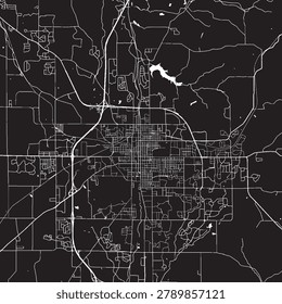 Bloomington Indiana Vector Map, Detailed City Street Map Black and White Minimalist Line Art