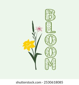 Bloom-Plant T-Shirt Design, eps-Dateiformat mit Hintergrund