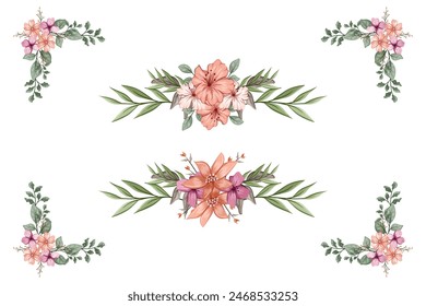 The Blooms  Greenery Floral Foliage Ornament Corner Text Separator adds elegant  framing text in invitations, cards