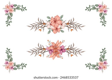 The Blooms  Greenery Floral Foliage Ornament Corner Text Separator adds elegant  framing text in invitations, cards