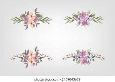 The Blooms  Greenery Floral Foliage Ornament Corner Text Separator adds elegant  framing text in invitations, cards