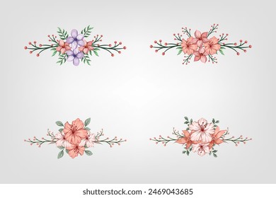 The Blooms  Greenery Floral Foliage Ornament Corner Text Separator adds elegant  framing text in invitations, cards