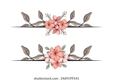 The Blooms  Greenery Floral Foliage Ornament Corner Text Separator adds elegant  framing text in invitations, cards