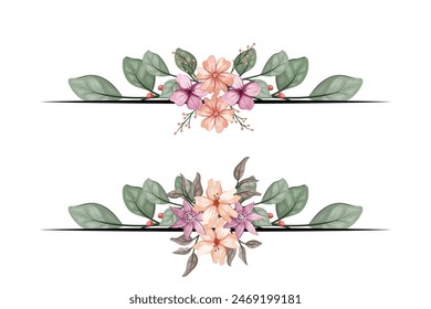 The Blooms  Greenery Floral Foliage Ornament Corner Text Separator adds elegant  framing text in invitations, cards
