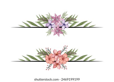 The Blooms  Greenery Floral Foliage Ornament Corner Text Separator adds elegant  framing text in invitations, cards