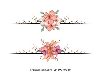 The Blooms  Greenery Floral Foliage Ornament Corner Text Separator adds elegant  framing text in invitations, cards