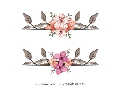 The Blooms  Greenery Floral Foliage Ornament Corner Text Separator adds elegant  framing text in invitations, cards