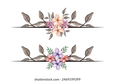 The Blooms  Greenery Floral Foliage Ornament Corner Text Separator adds elegant  framing text in invitations, cards