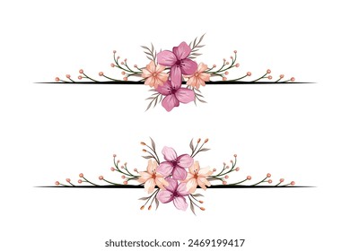 The Blooms  Greenery Floral Foliage Ornament Corner Text Separator adds elegant  framing text in invitations, cards