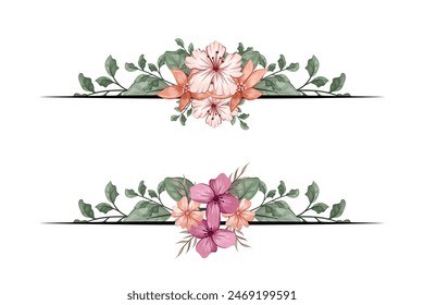 The Blooms  Greenery Floral Foliage Ornament Corner Text Separator adds elegant  framing text in invitations, cards