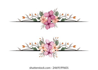 The Blooms  Greenery Floral Foliage Ornament Corner Text Separator adds elegant  framing text in invitations, cards