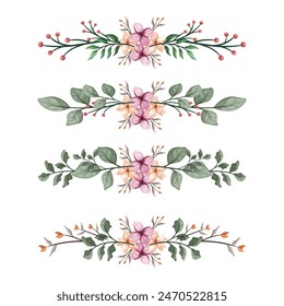 Blooms Greenery Floral Foliage Ornament Corner Text Separator