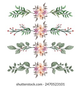 Blooms Greenery Floral Foliage Ornament Corner Text Separator