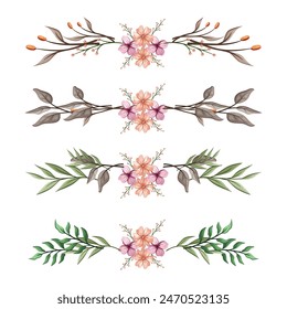 Blooms Greenery Floral Foliage Ornament Corner Text Separator