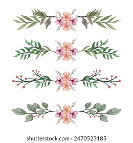 Blooms Greenery Floral Foliage Ornament Corner Text Separator