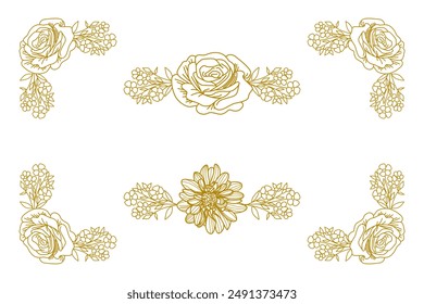 Blooms Greenery Floral Foliage Ornament Corner Text Separator