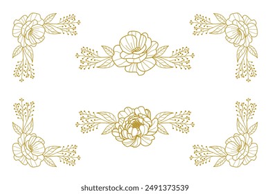 Blooms Greenery Floral Foliage Ornament Corner Text Separator
